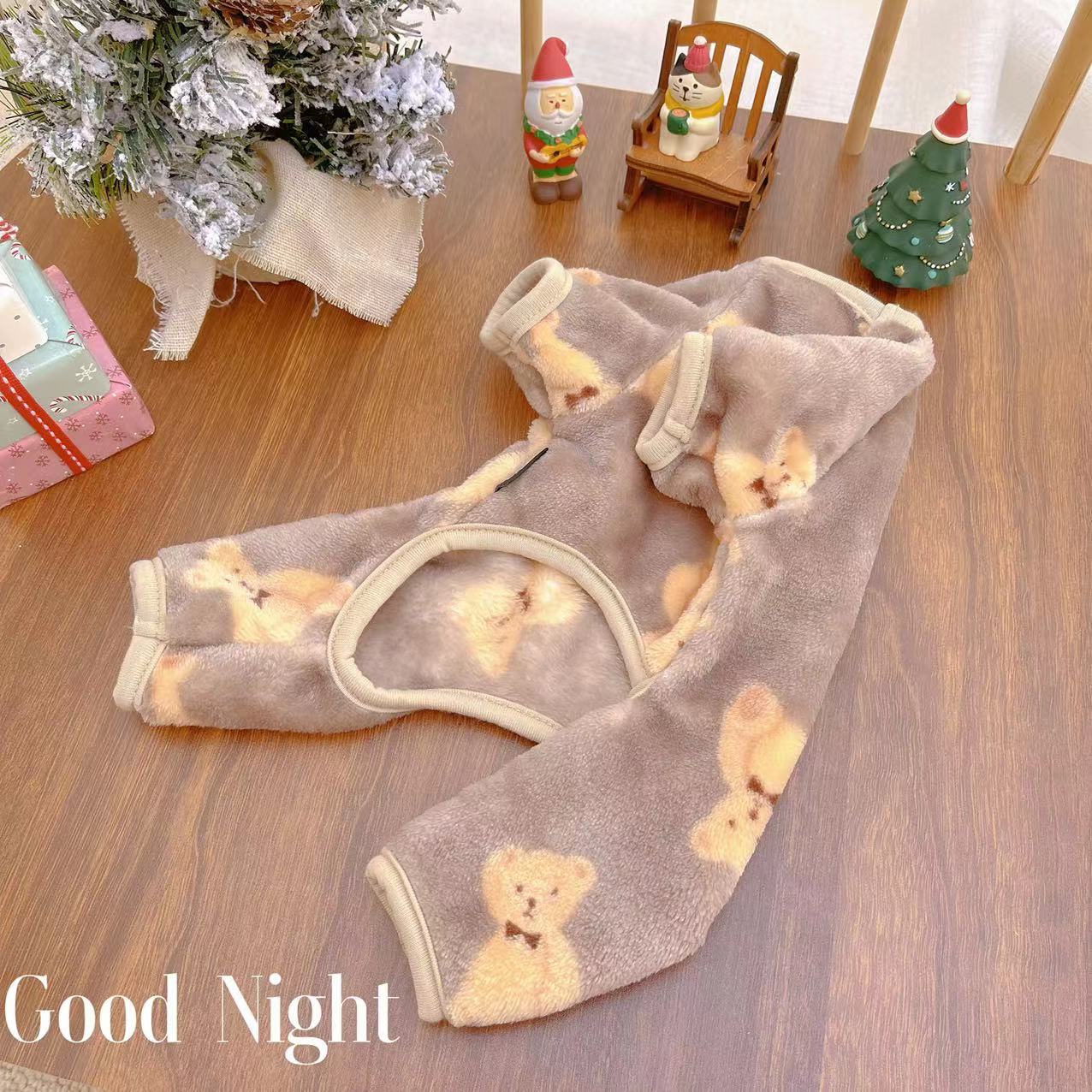 Bear Printed Fleece Dog Jumpsuits/Vest