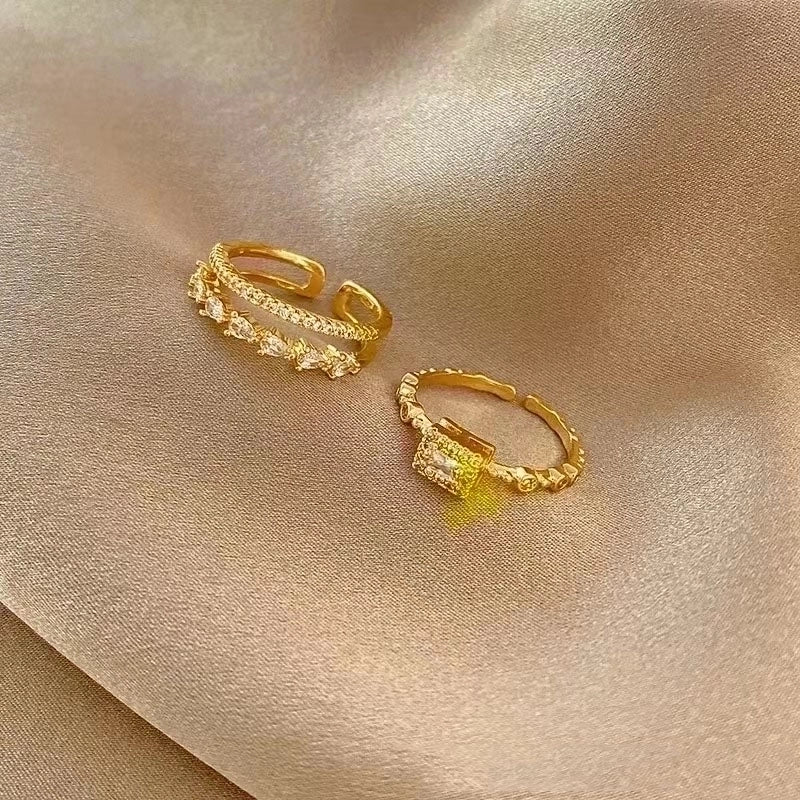 Commute Solid Color Stainless Steel Inlay Zircon Rings