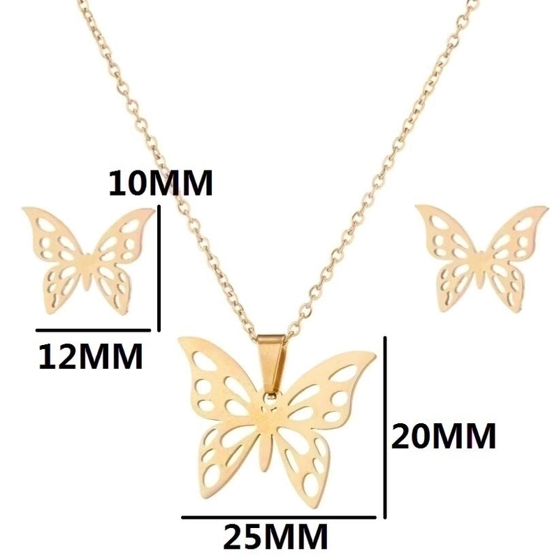 Fashion Animal Stainless Steel Plating Earrings Necklace 1 Set