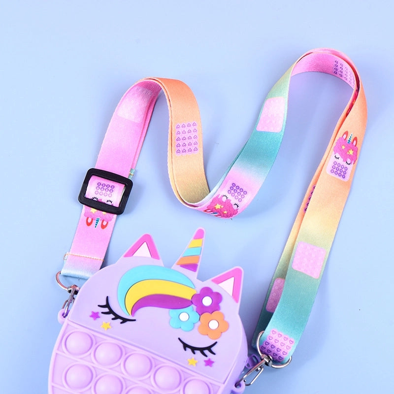 Kid's Small Silica Gel  Flower Cute Oval Zipper Crossbody Bag