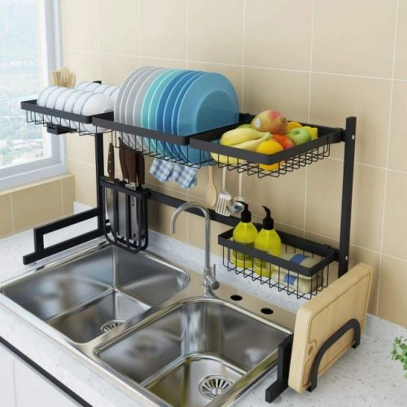 Dish Drying Rack Over Sink Drainer Shelf For Kitchen Drying Rack Organizer Supplies Storage Counter Kitchen Space Saver Utensils Holder