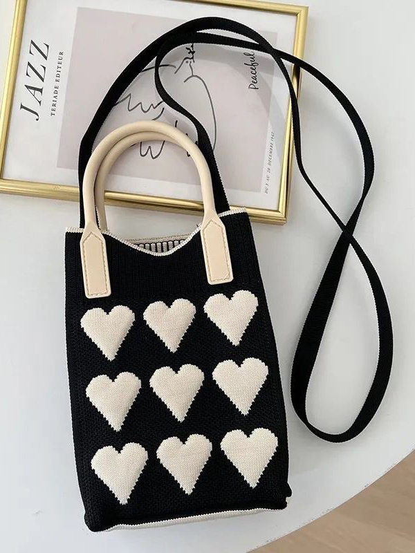 Heart Print Split-Joint Bags Crossbody Bags Handbags