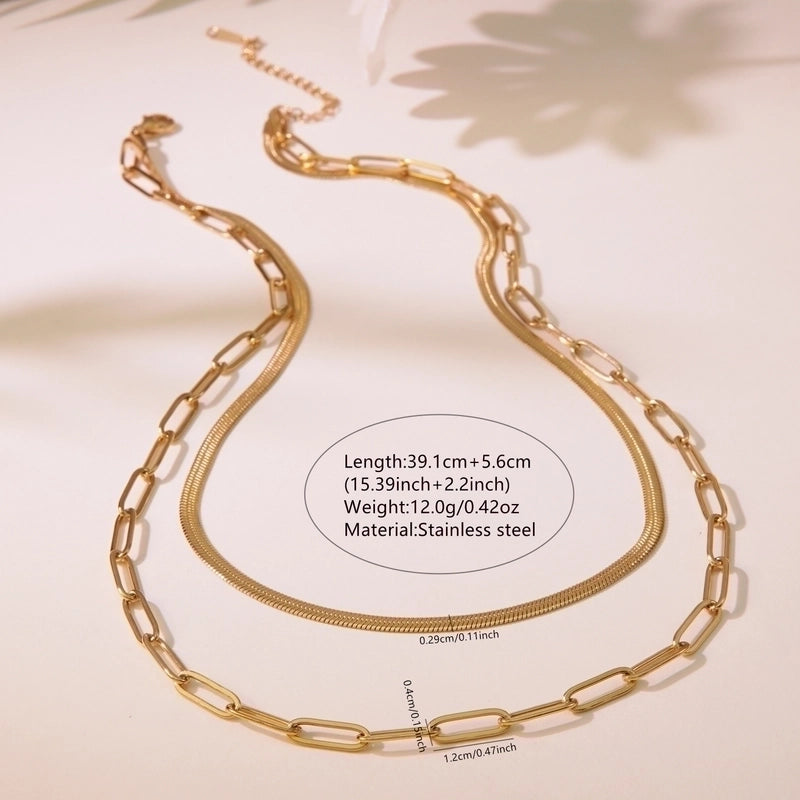 Minimalist Classic Style Cool Style Solid Color 304 Stainless Steel 18K Gold Plated Necklace