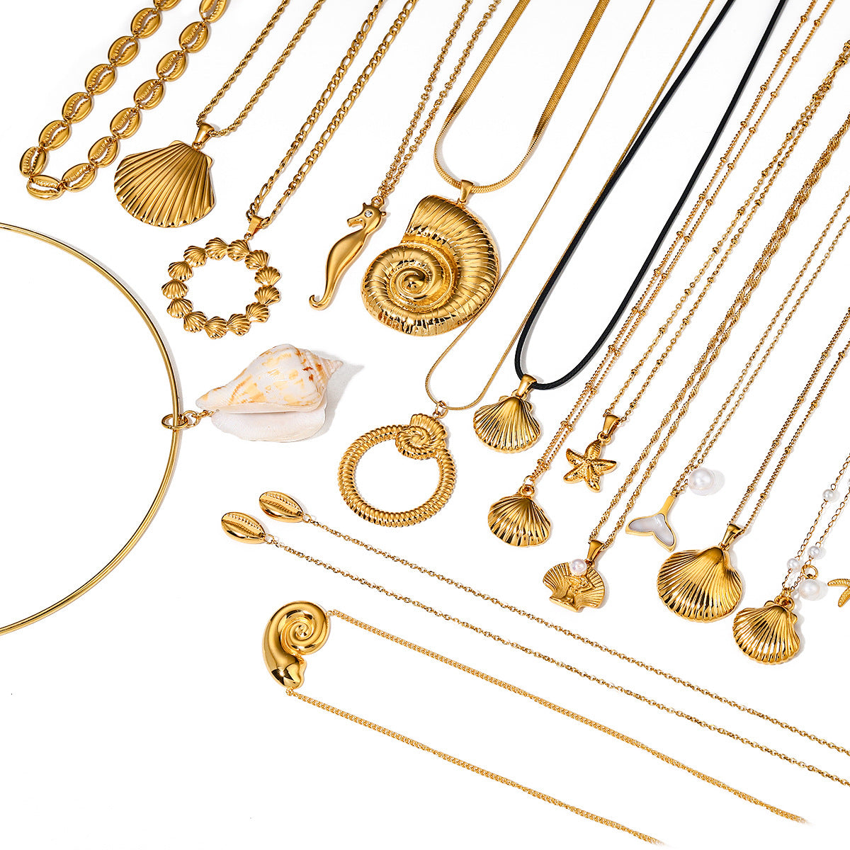 IG Style Shell Stainless Steel 18K Gold Plated Necklaces