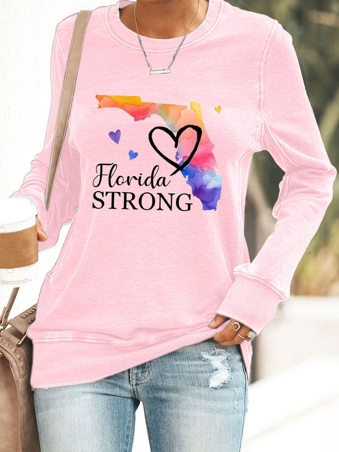 Women's Florida  Strong Mitton Hurricane Print Casuasl Sweatshirt