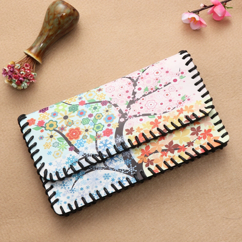 Women's Pu Leather Printing Animal Vintage Style Square Magnetic Buckle Phone Wallets