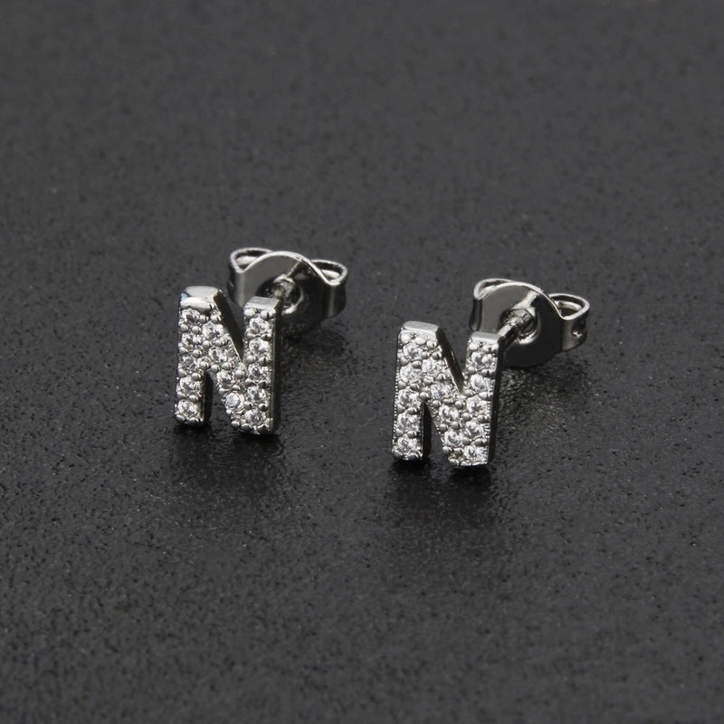 1 Pair Fashion Letter Inlay Copper Zircon Gold Plated Ear Studs