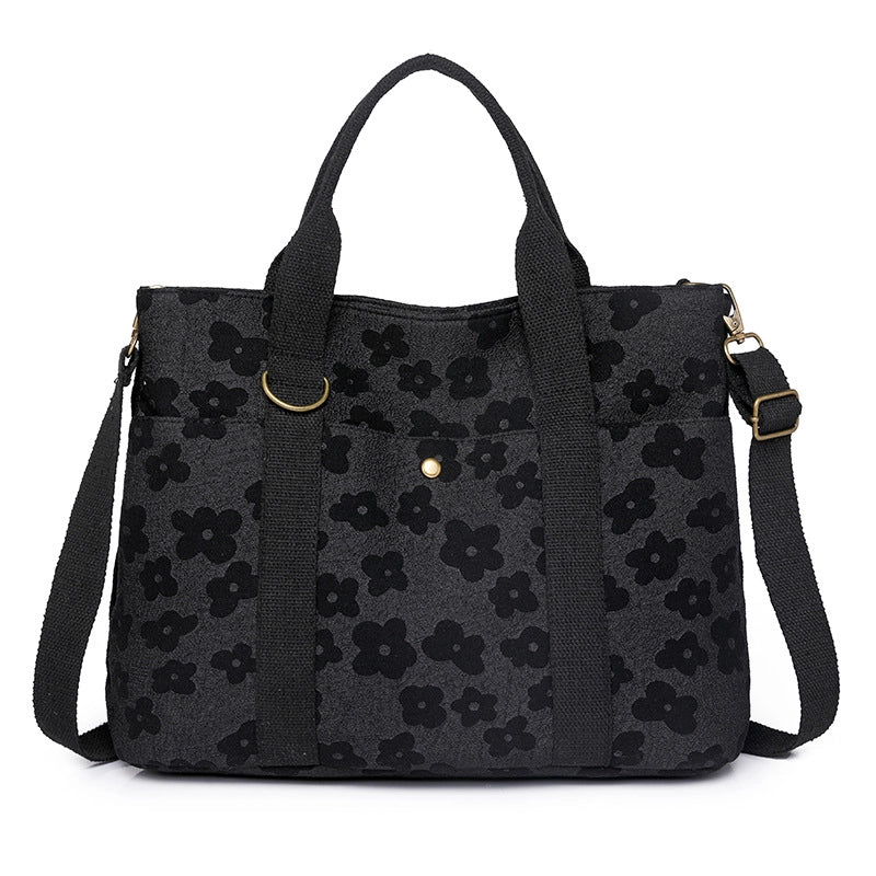 Women's Large Nylon Solid Color Streetwear Sewing Thread Square Zipper Tote Bag