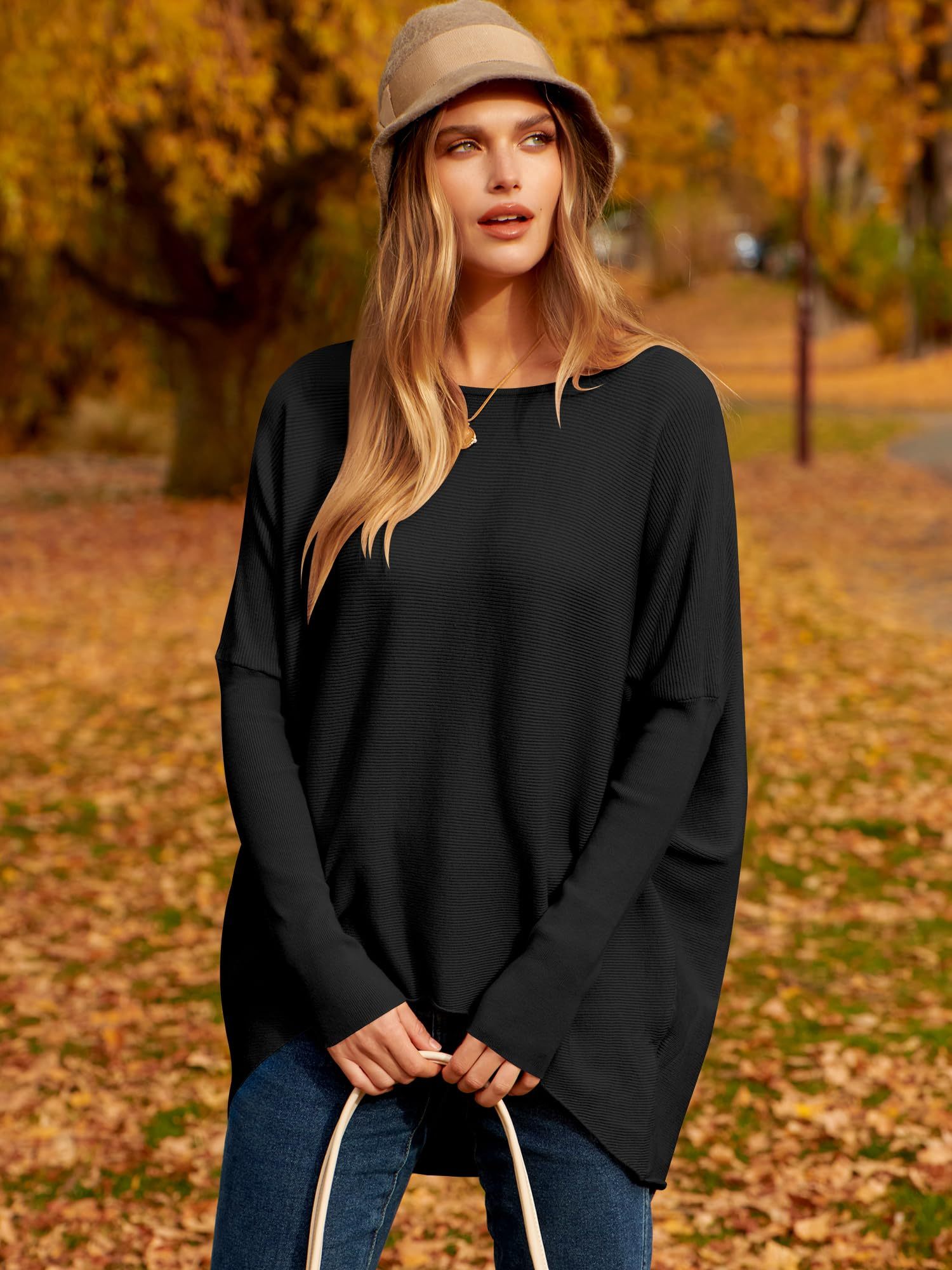 ✨Hot Sale 49% OFF⭐women's Irregular Oversized Dolman Sleeve Knitted Pullover (Free Shipping)