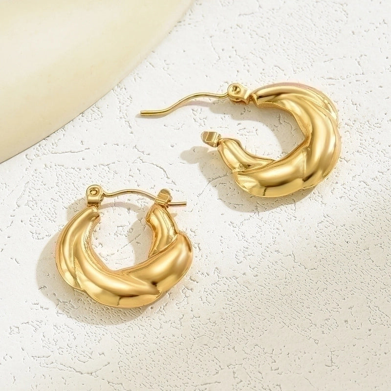 1 Pair Ig Style Minimalist Twist Irregular Plating Stainless Steel 18k Gold Plated Earrings
