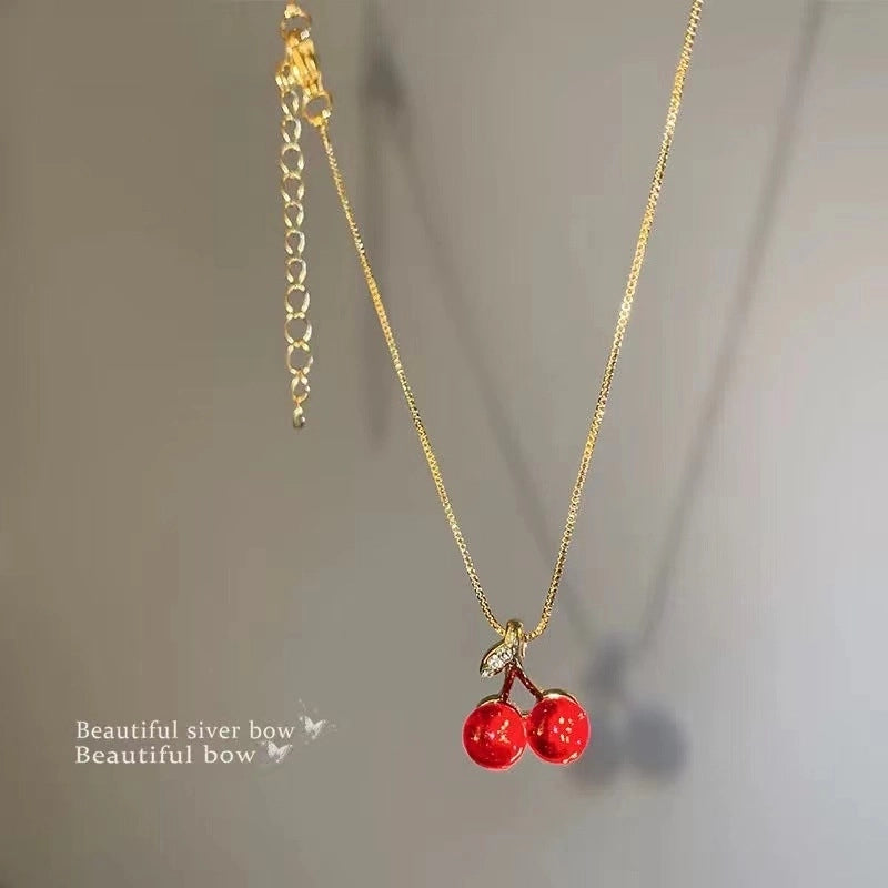 Minimalist Heart Shape Bow Knot Titanium Steel Inlay Zircon Pendant Necklace