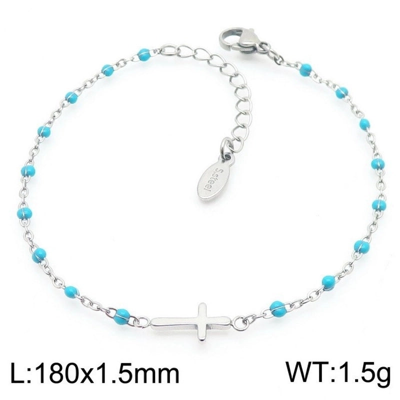 Minimalist Classic Style Cross Titanium Steel 18K Gold Plated Bracelets In Bulk
