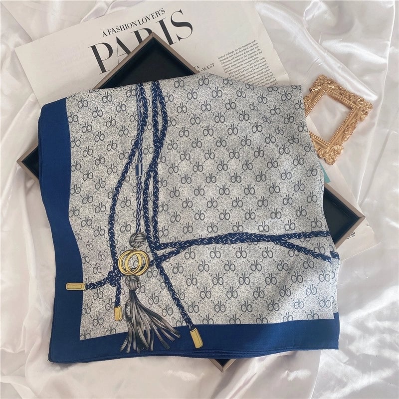 Women's Elegant Letter Flower Satin Silk Scarf
