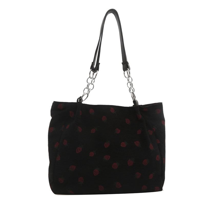 Women's Cute Basic Strawberry Canvas Shopping Bags
