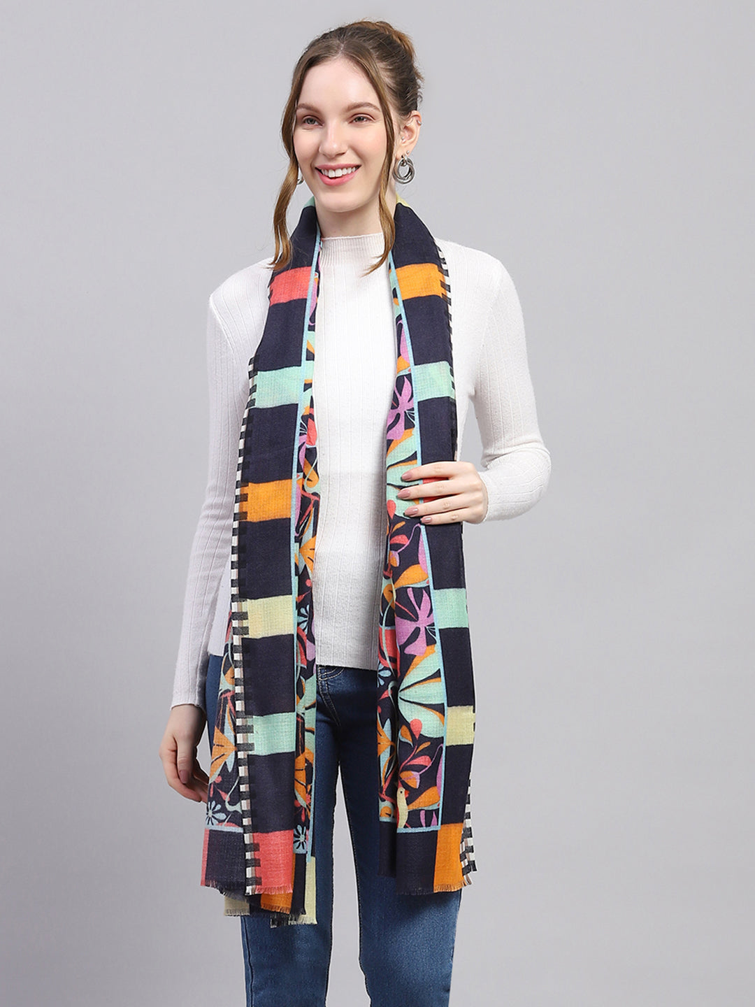 Women Multicolor Self Design Stole