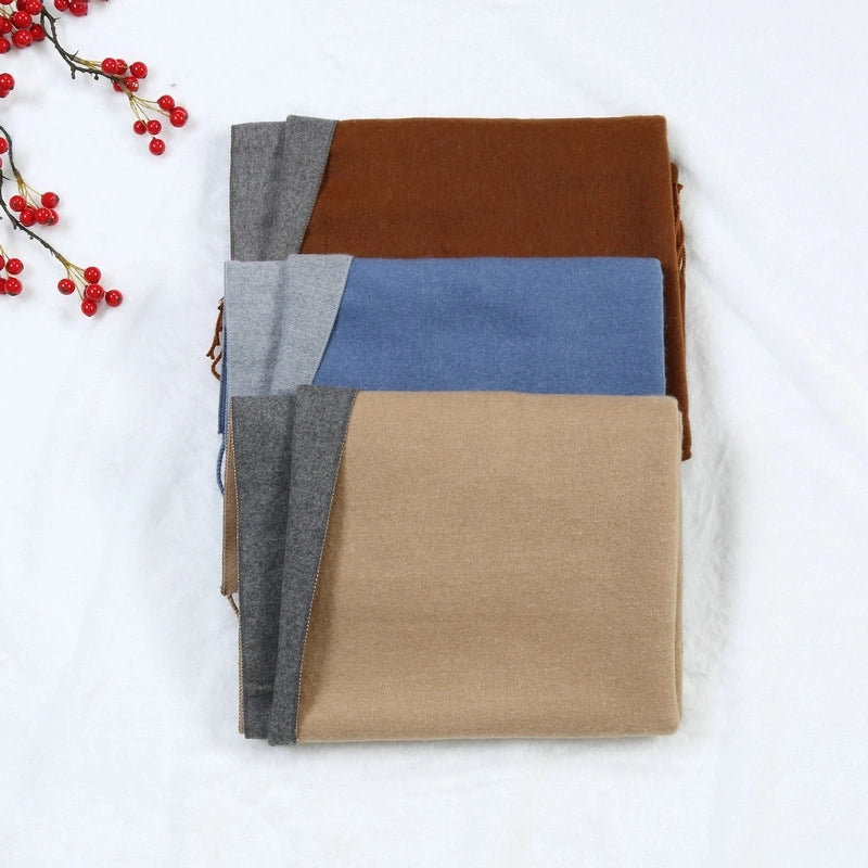 Autumn And Winter New Thickened Cashmere Double-Sided Scarf Women's Popular Versatile Color Matching Shawl Scarf