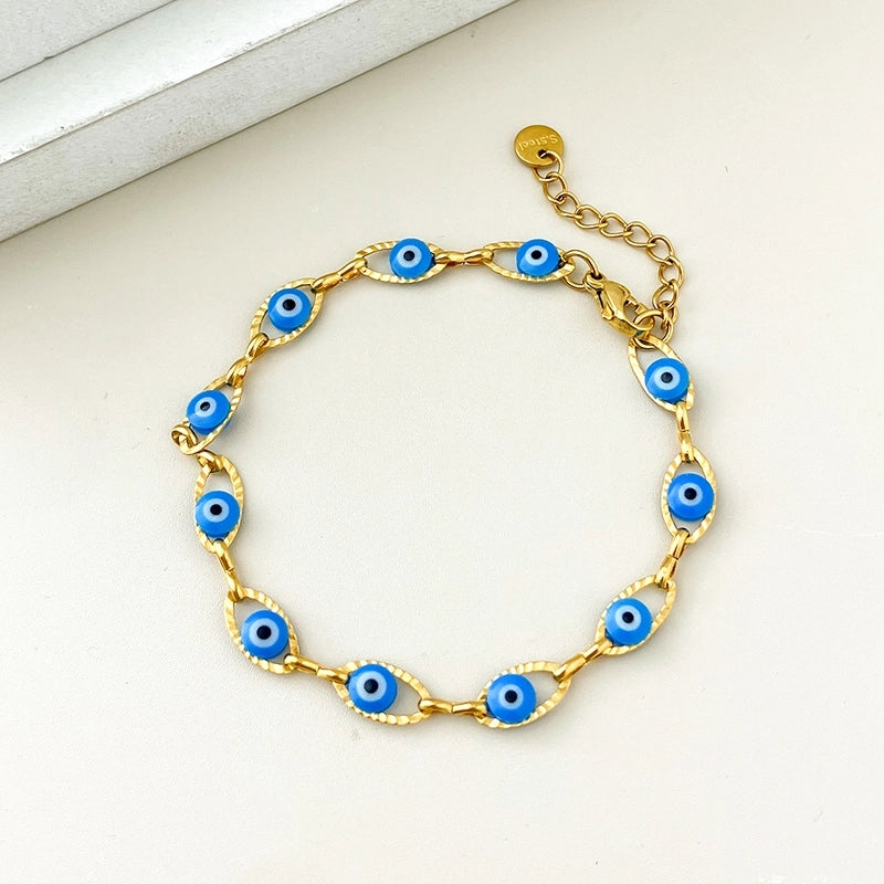 Funny Modern Style Minimalist Eye 304 Stainless Steel Gold Plated Bracelets In Bulk