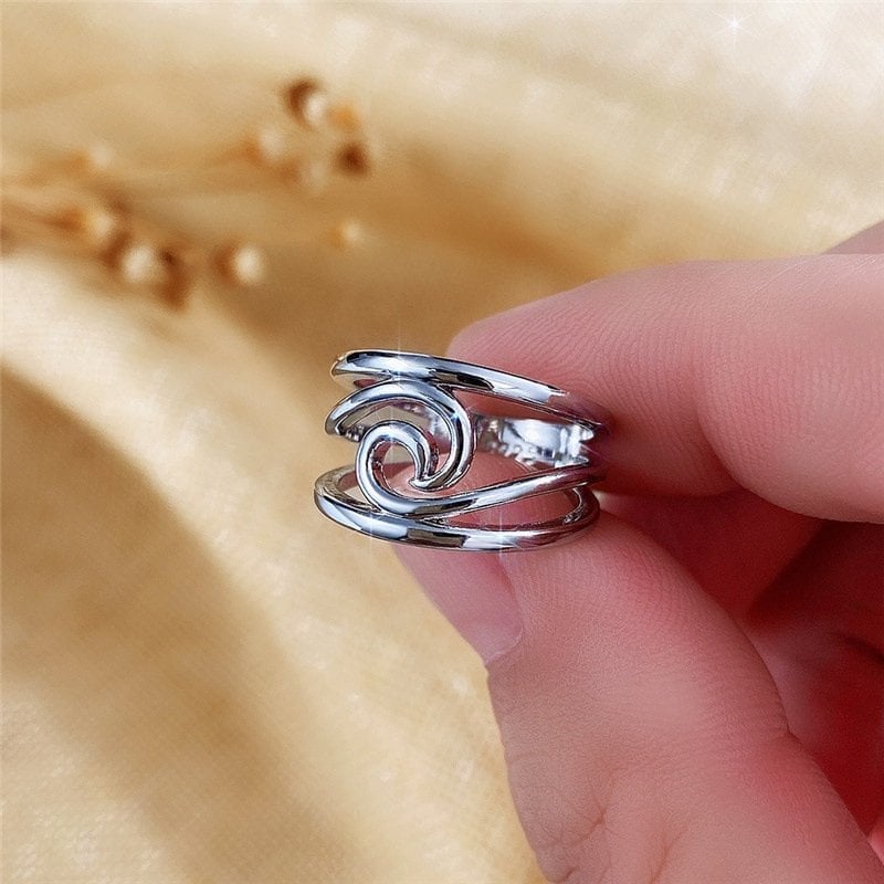 🔥Promotion 49% OFF- 🌊Silver Waves Ring - ''Happiness Comes In Waves''💖
