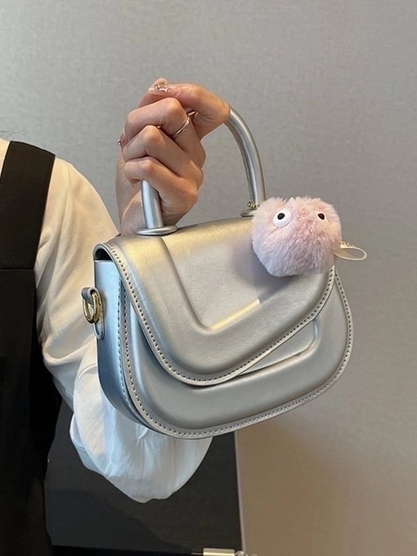 Women's Small Pu Leather Solid Color Cute Square Zipper Handbag