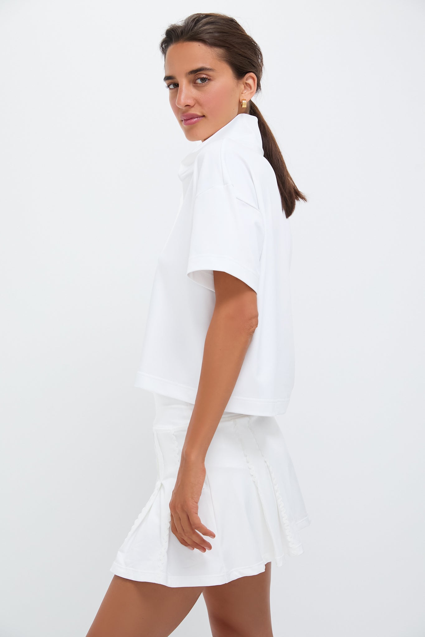 White Cropped Caroline Polo