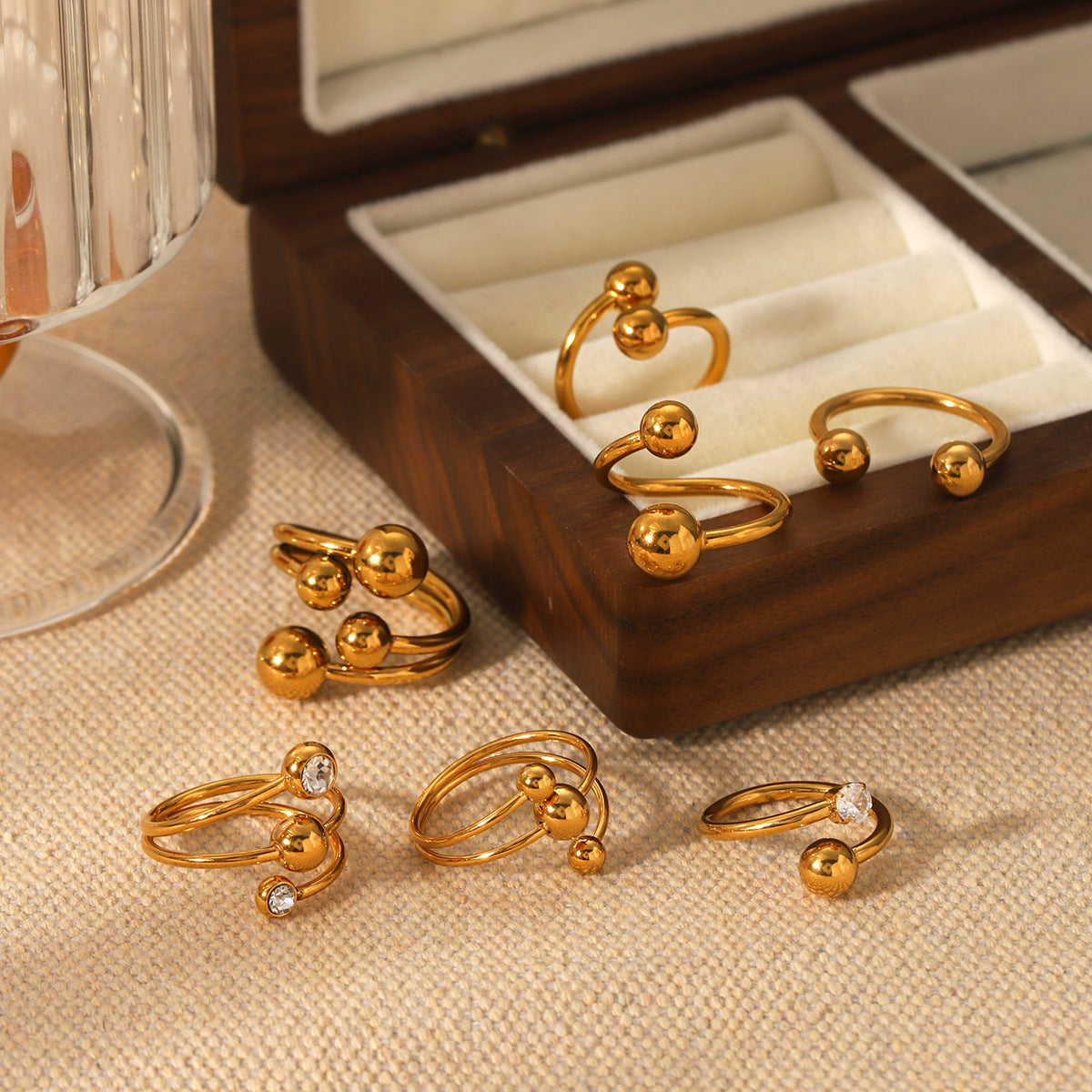 Stainless Steel Ball Ring Female Niche Design Size Gold Ball Ring Titanium Steel Ring