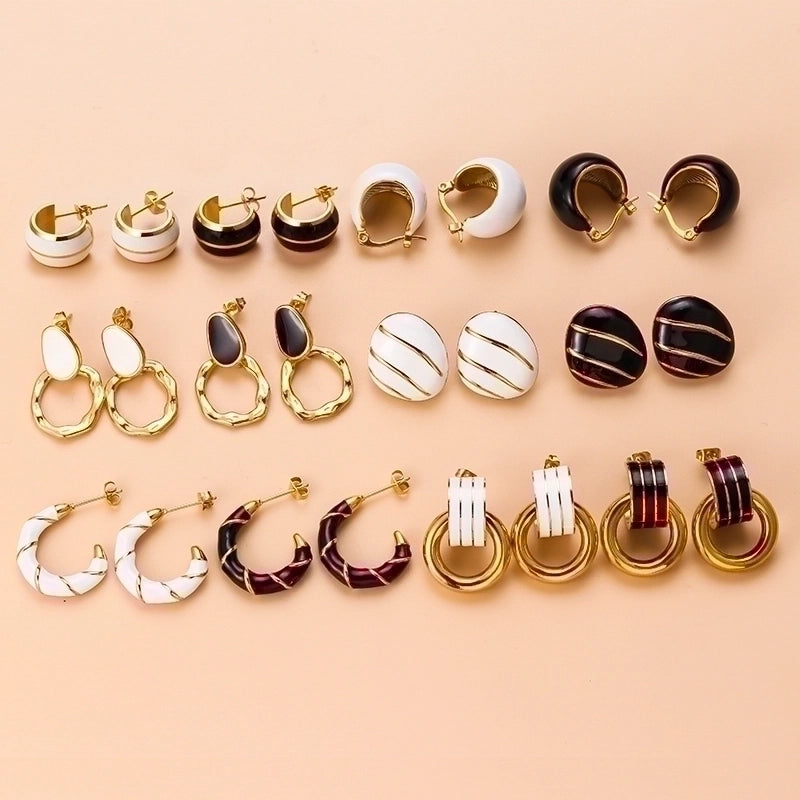 Minimalist Round Enamel Plating 304 Stainless Steel Earrings Ear Studs