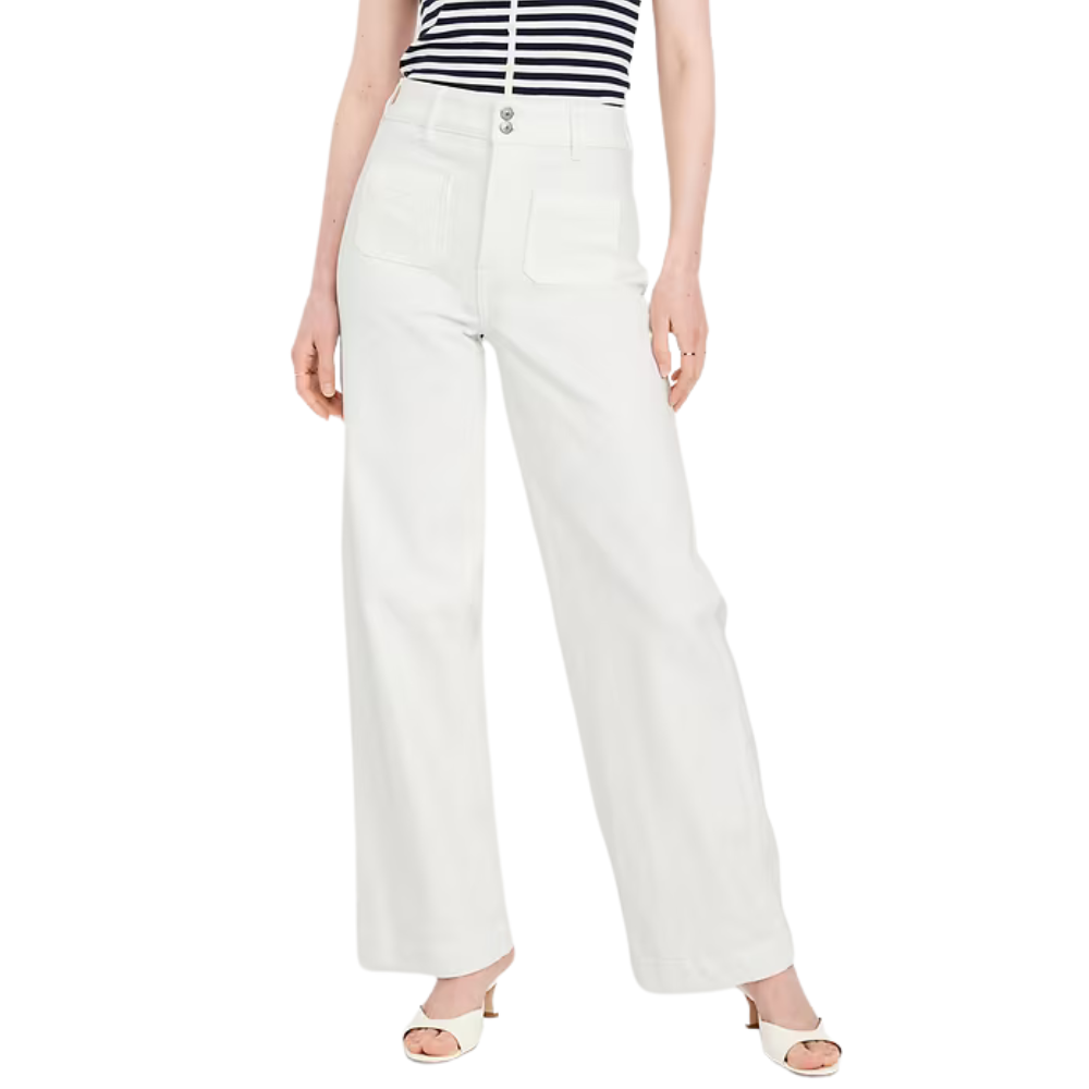 High Rise Straight Cut Wide Leg Jeans