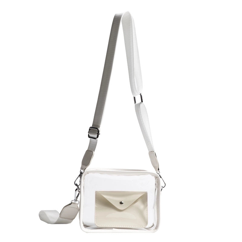 Women's Medium Pvc Solid Color Fashion Transparent Square Zipper Crossbody Bag