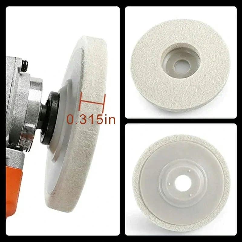 Wool Felt Buffing Wheel (Pack of 5) - Increase Shine & Luster with Polishing Pad Power Tool Accessories for Angle Grinder - 🎉Buy More Save More🎉