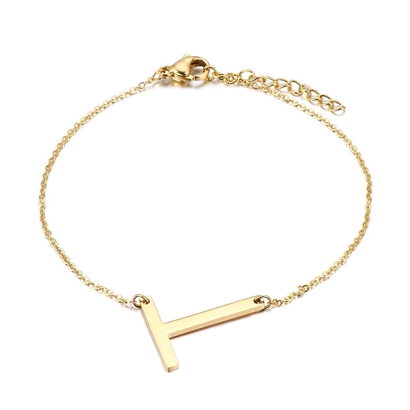 Fashion Letter Titanium Steel 18K Gold Plated Bracelets In Bulk