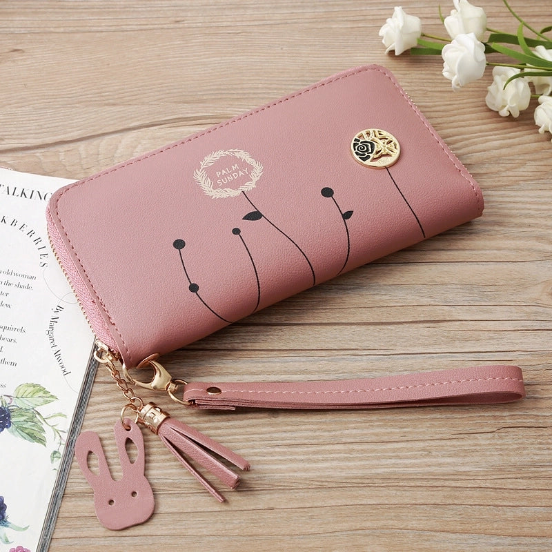 Korean Printing Medium Long Single Pull Wallet