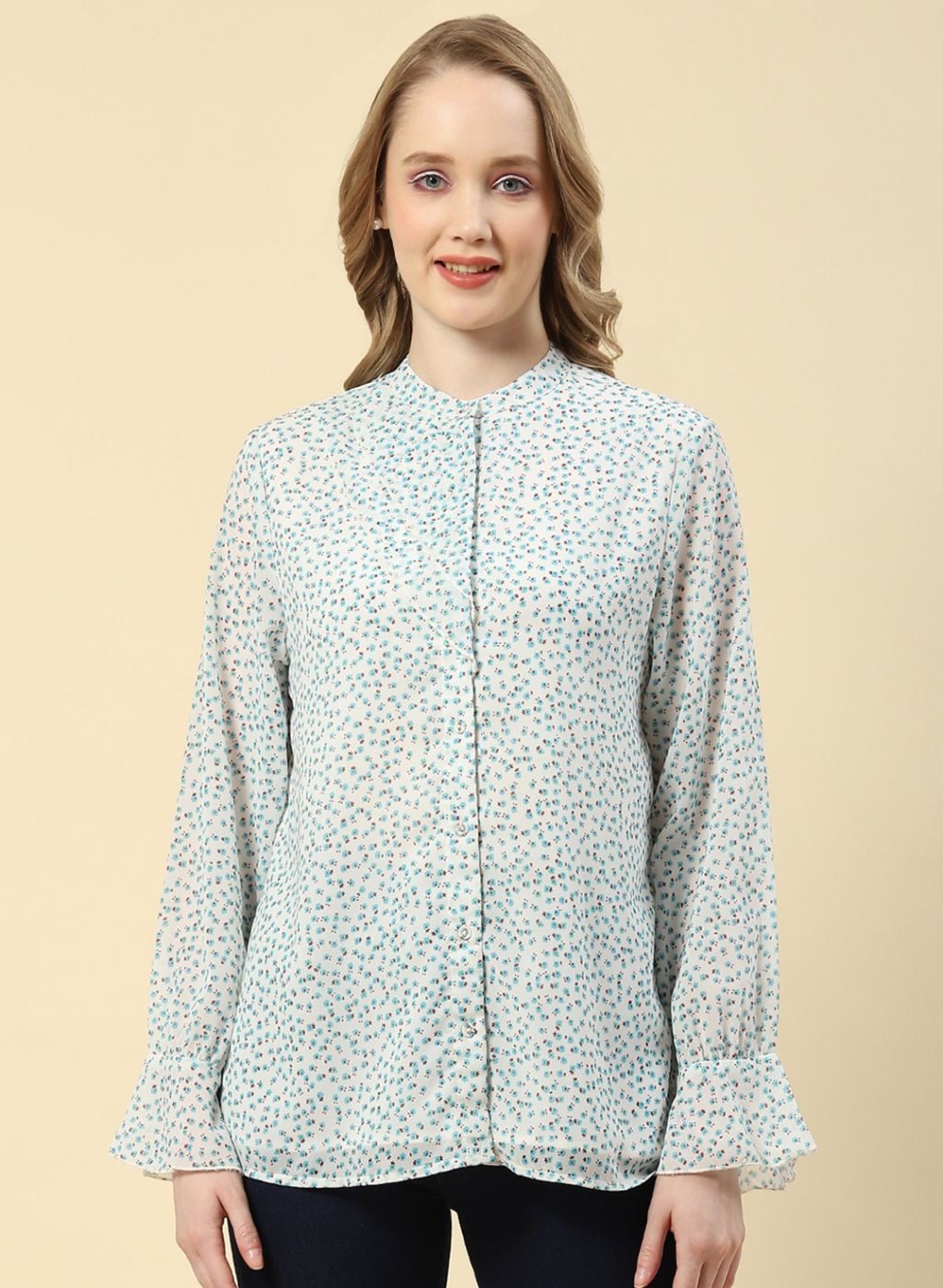 Women Blue Printed Top