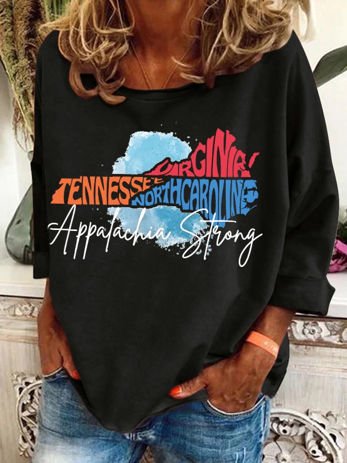 Retro Appalachia Strong Tennessee North Carolina Print Sweatshirt