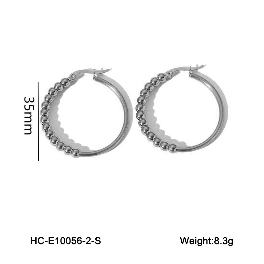 Sphere Geometric Stainless Steel Electroplating Earrings