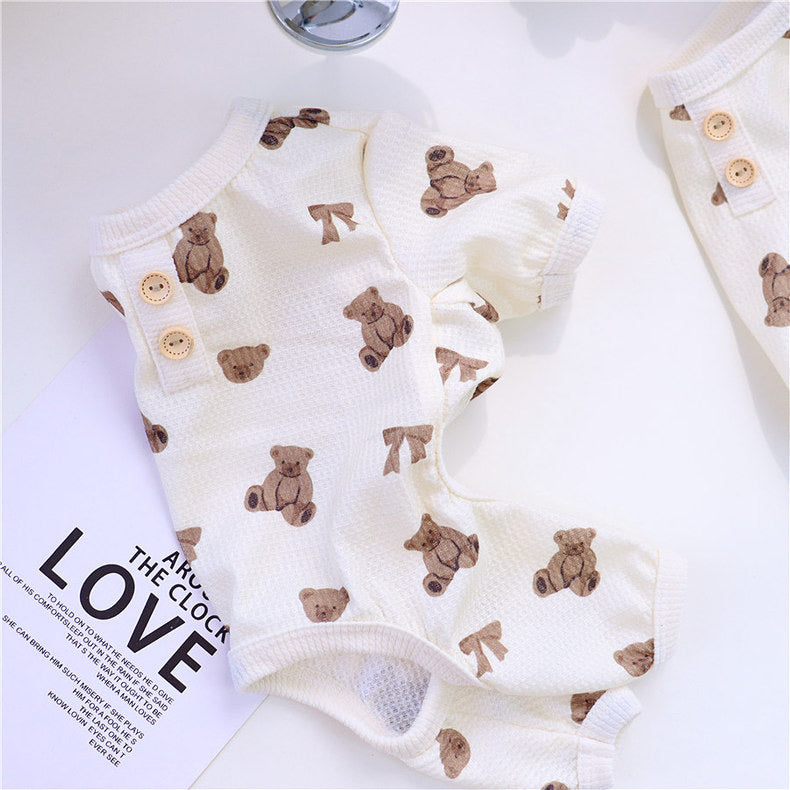 Waffle Bear Printed Dog Jumpsuits/Vest