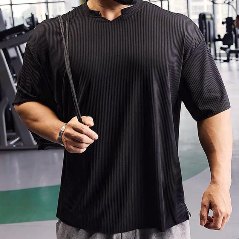 Men's V-Neck Short Sleeve Muscle Athletic Workout T-Shirts