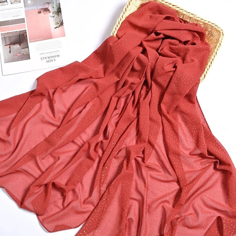 Hot Sale Solid Color Bronzing Chiffon Scarf Silk Scarf Decorative Headscarf Women's Solid Color Headscarf Scarf