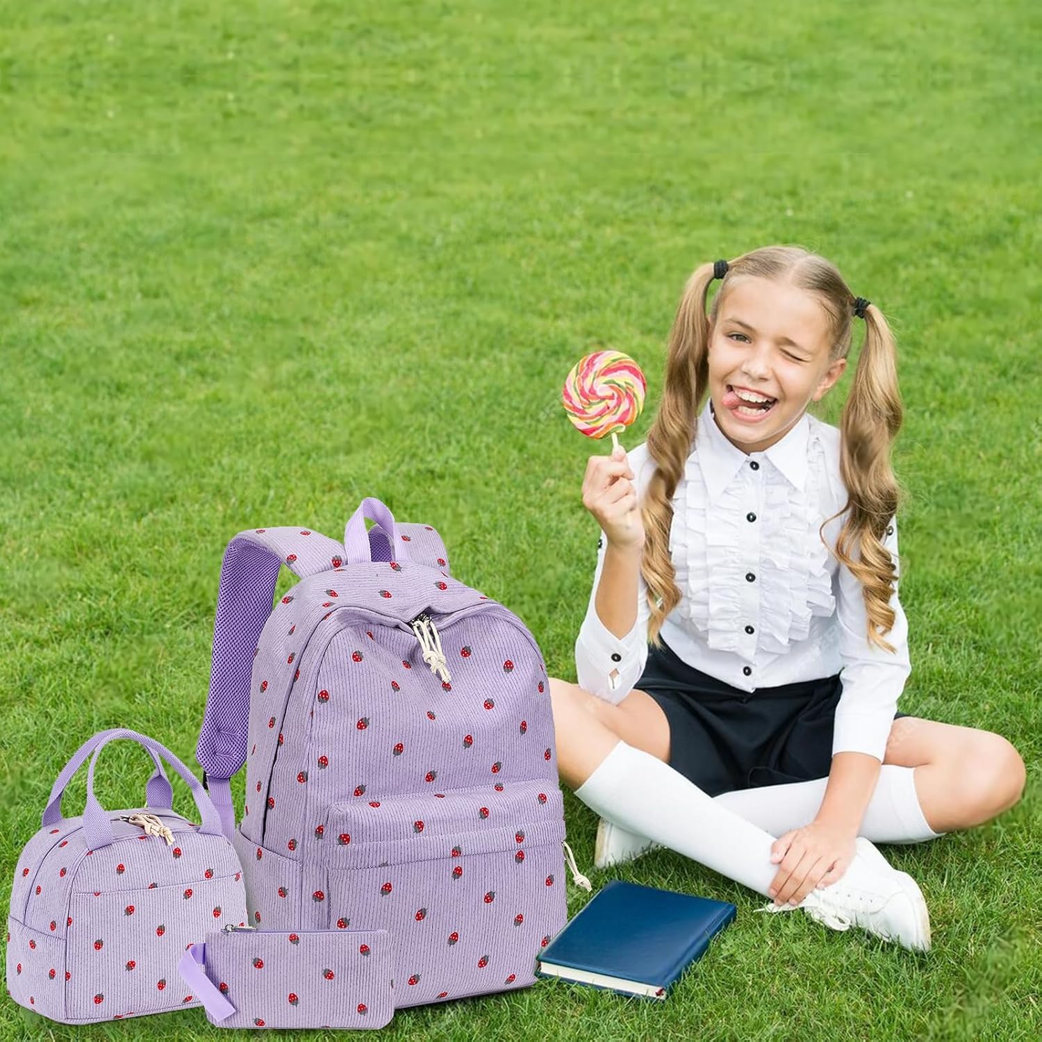Bluboon School Backpack Teens Girls Boys Kids School Book Bags with Lunch Box Pencil Bag