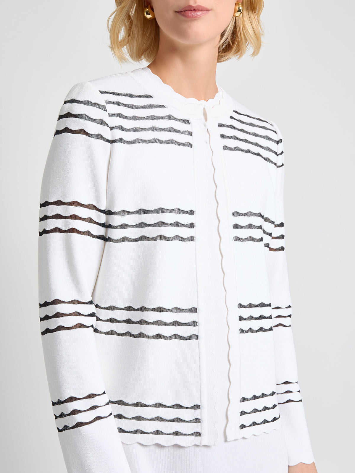 Heritage Scalloped Trim Soft Knit Jacket - True Fit