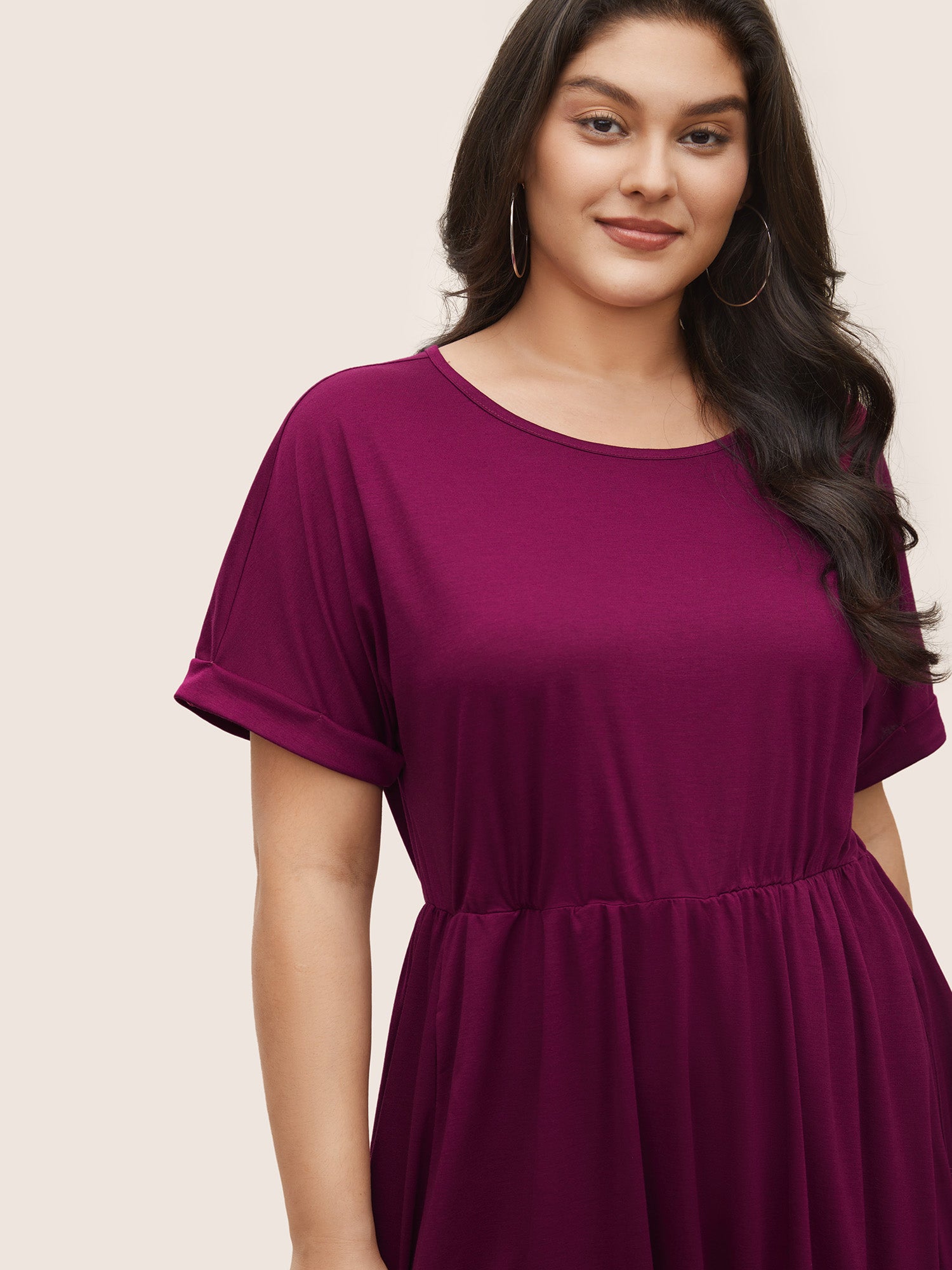 Supersoft Essentials Solid Pocket Cuffed Sleeve Dress