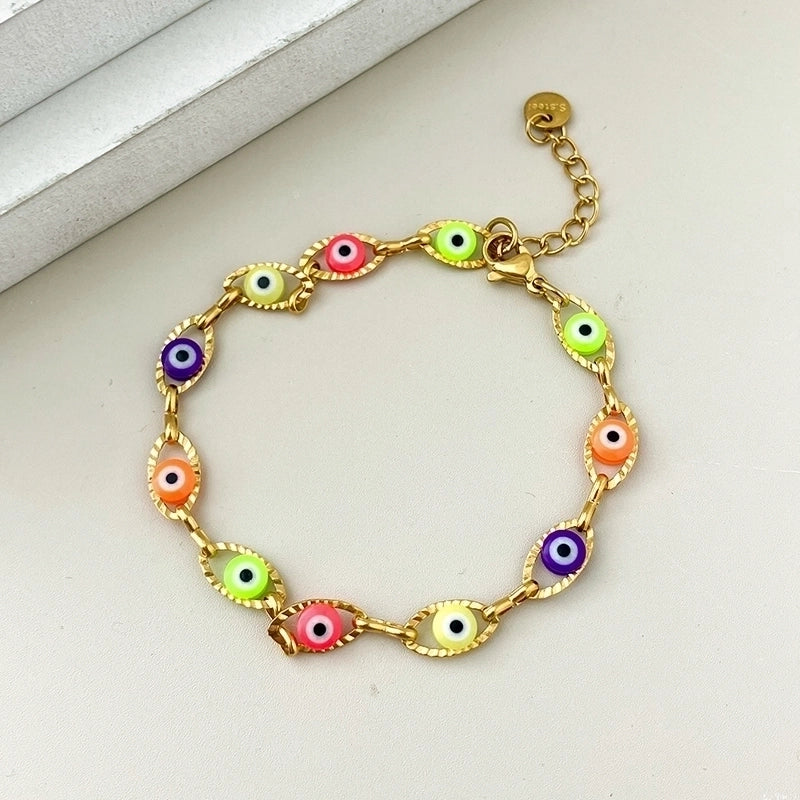 Funny Modern Style Minimalist Eye 304 Stainless Steel Gold Plated Bracelets In Bulk