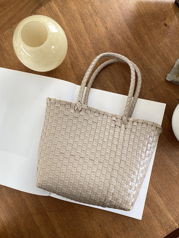 Women's Large PVC Solid Color Streetwear Square Open Handbag