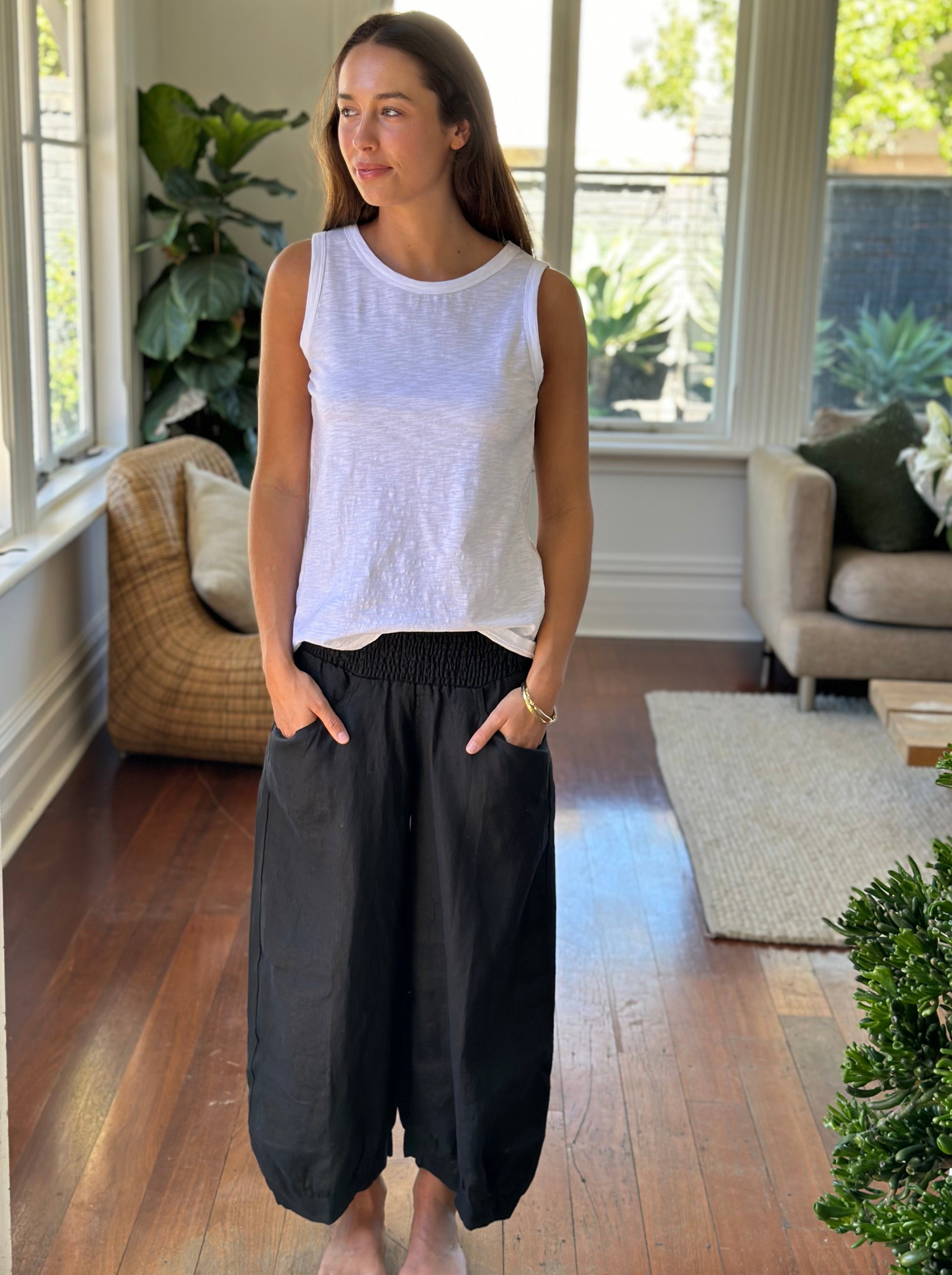 jackie pant - black linen