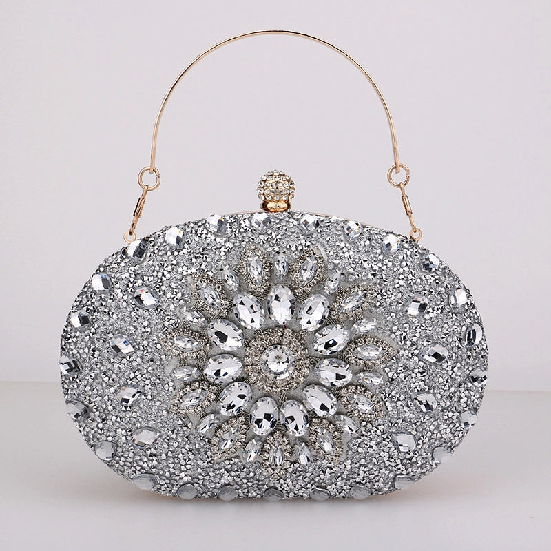 Champagne Rose Red Sky Blue Polyester Solid Color Oval Evening Bags