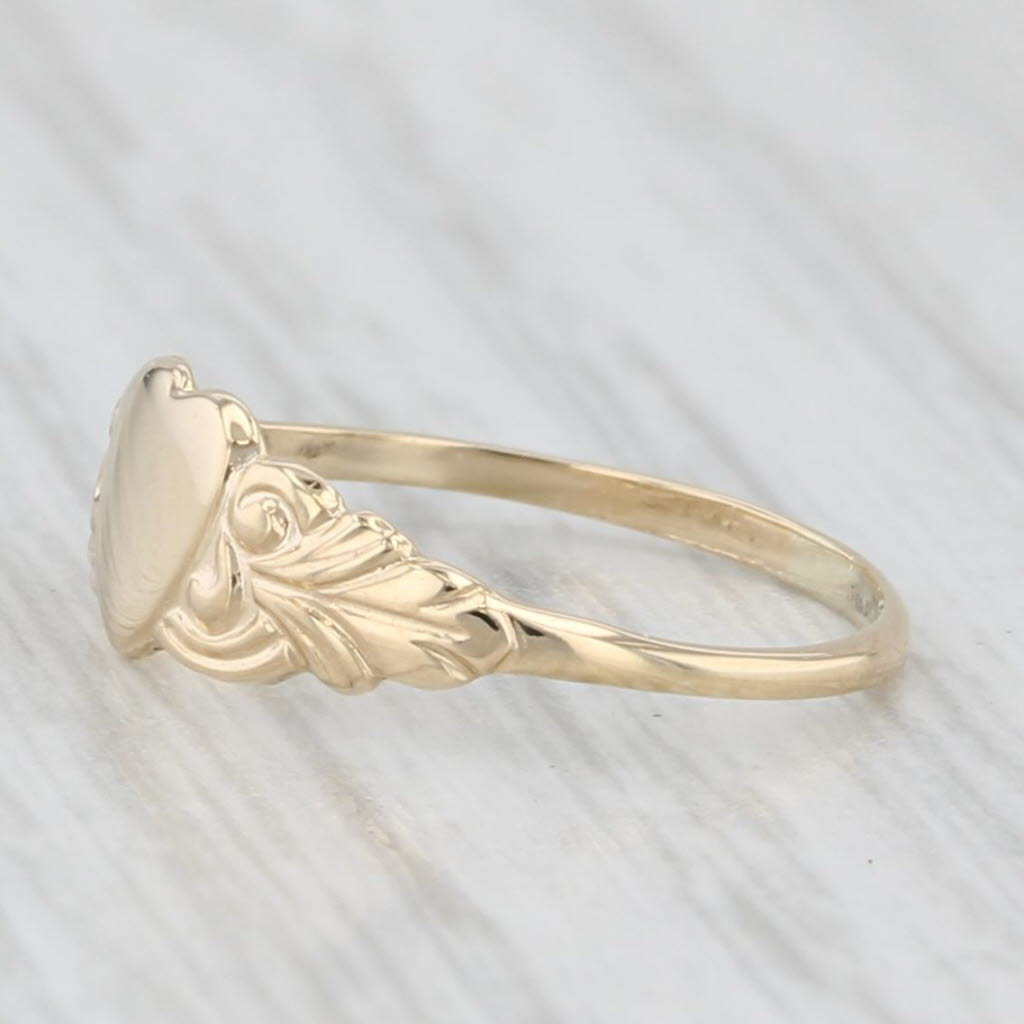Vintage Engravable Heart Baby Ring 10k Yellow Gold Small Size 1