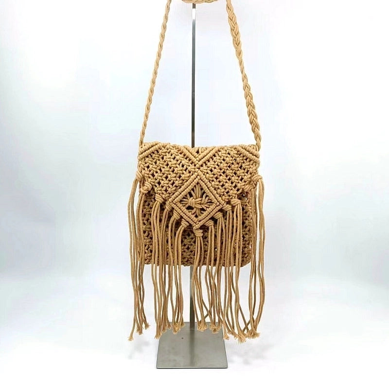 Women's Small Straw Stripe Vacation Square Flip Cover Crossbody Bag