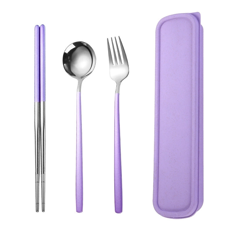 Fashion Solid Color Stainless Steel Tableware 1 Set