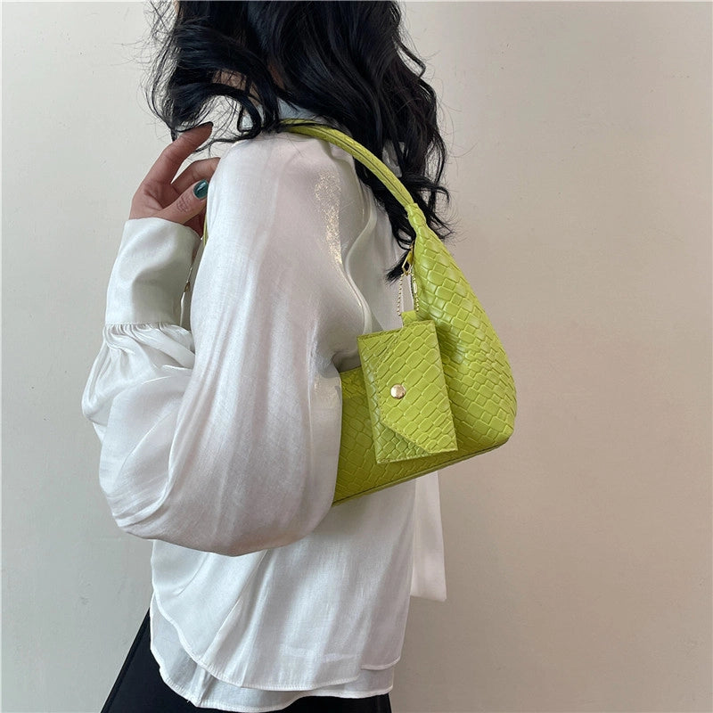 Women's Small Pu Leather Solid Color Classic Style Square Zipper Bag Sets