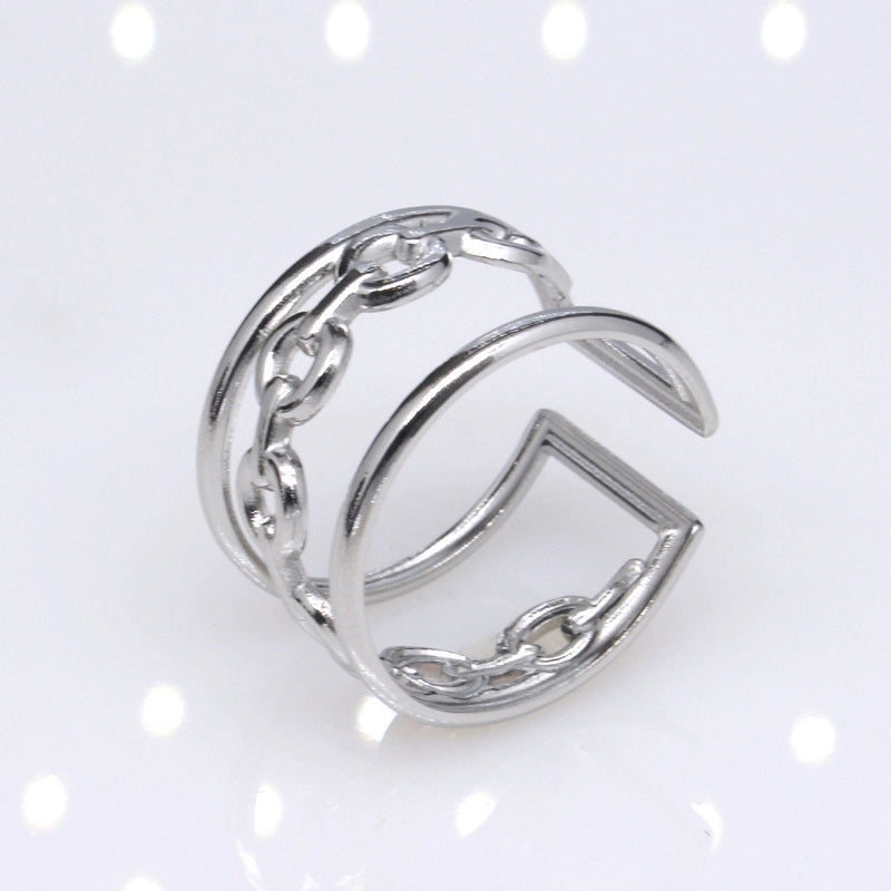 Retro Geometric Titanium Steel Plating Open Ring 1 Piece