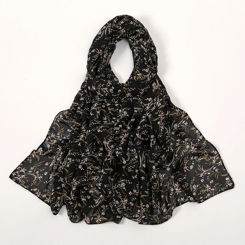 Women's Elegant Sweet Flower Polyester Scarf Shawl